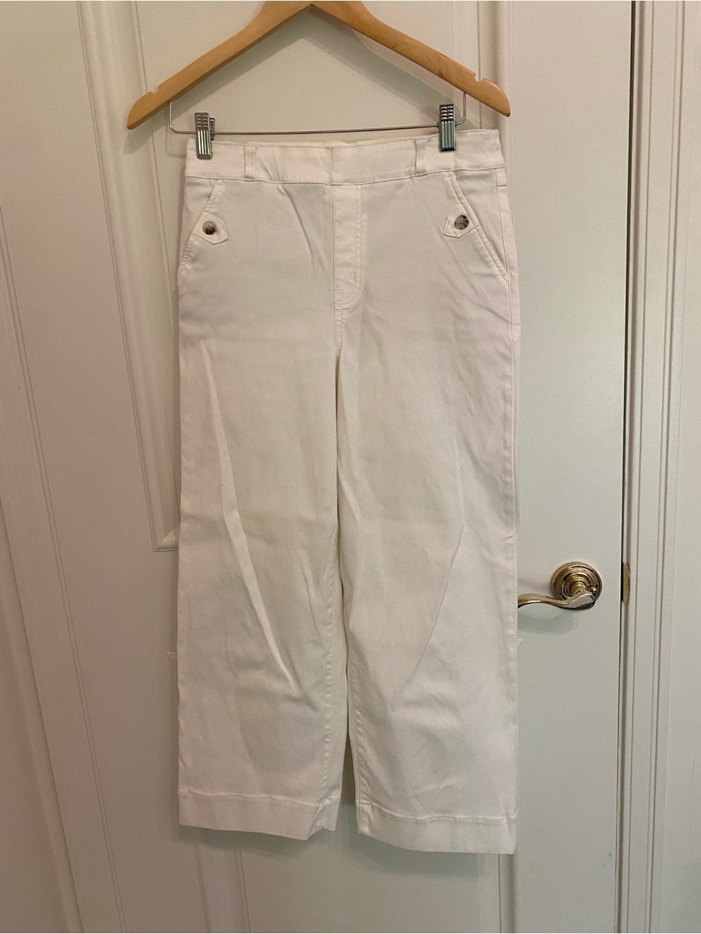 SPANX White Wide-Leg Cropped Pants